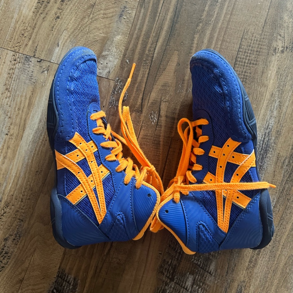 ASICS Blue and Orange Kids High-Top Sneakers